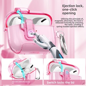 Étui de protection transparent Étui sans fil en TPU idéal pour les sports de plein air et la randonnée pour <span class=keywords><strong>AirPods</strong></span> 4 / Pro 2 / Pro <span class=keywords><strong>3</strong></span> avec crochet - Product Image 5