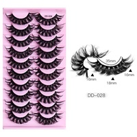Pinky Leem Vente en gros de cils en soie 3D russes faits à la main, moelleux, best-seller, dramatiques, 25 mm, lot de 10 paires, cils en bande D DD Curl