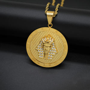 Collier pendentif en acier inoxydable 316L étanche et inaltérable, style Hip Hop Pharaon Égyptien Toutankhamon 2026 pour Hommes - Product Image 3