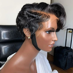 Perruque Pixie Cut Lace Frontale avec Baby Hair Cheveux Humains Ondulés Courts Bob pour Femmes - Product Image 3