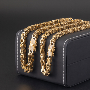 Collar de Cadena Bizantina Gruesa de Acero Inoxidable Chapado en Oro de 6MM 7MM con Cierre Iced Out Estilo Hip Hop - Product Image 4