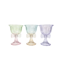 Verre à vin mignon en verre à pied avec nœud papillon pastel, fait main, écologique, facile à nettoyer, vente en gros d'usine pour banquets de mariage