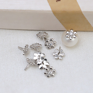 Connecteur de bijoux en argent S925, forme bonnet baroque, à trou traversant, 5 pièces, accessoires de bricolage, petite fleur, perle, 1544 - Product Image 3