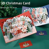 Carte de vœux de Noël 3D, design Arbre de Noël, message de gratitude et de bénédiction, en carton, origine Chine, transfrontalier