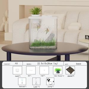 투명 ABS & 유리 베타 어항 소형 어항 10L 셀프 클리닝 데스크탑 & 야외용 - Product Image 2