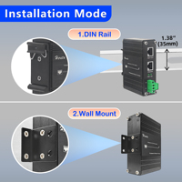 Boîtier en aluminium trempé industriel, injecteur PoE+ 2 ports 2,5G 60W 12-48VDC, montage sur rail DIN/mural pour caméra