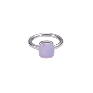 Bague en acier inoxydable style luxe léger japonais et coréen, forme cube de sucre irrégulier, avec zircon et émeraude, motif champignon - Product Image 5