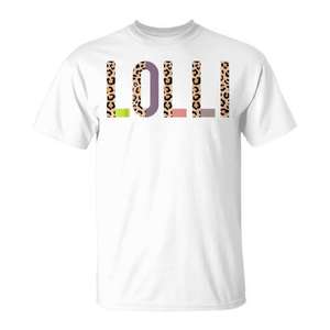 T-shirt Lolli con stampa leopardata, girocollo bianco, taglia unisex per adulti - Product Image 1