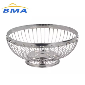 Nuovo Design in acciaio inox 304 <span class=keywords><strong>argento</strong></span> snack pane alla frutta cucina salotto cesto di frutta rotondo - Product Image 2