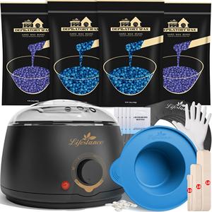 Kit Depilatorio Naturale Lifestance con Cera Dura al Cocco e Rosa per Depilazione <span class=keywords><strong>Brasiliana</strong></span>/Bikini/<span class=keywords><strong>Intima</strong></span> Indolore - Product Image 1