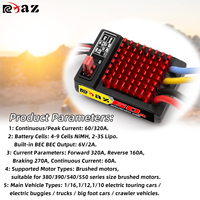 Controlador de Velocidad Electrónico RCXAZ RC ESC 60A para Autos RC 1/10, Rock Crawler, Barcos, SCX10, TRX4, TRX6, CC01, D90
