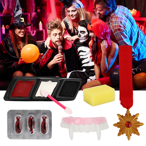 HW ชุดคอสเพลย์สัตว์ประหลาดทาสีร่างกายและใบหน้าชุดเทคนิคพิเศษฟันแวมไพร์เลือดปลอมฮาโลวีน - Product Image 3