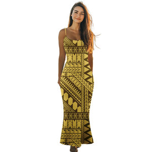 Chất Lượng Cao Tùy Chỉnh Không Tay Sling Buổi Tối Ăn Mặc Samoan Polynesian Tribal Thiết Kế Áo <span class=keywords><strong>Maxi</strong></span> Slit Slim Dress - Product Image 3