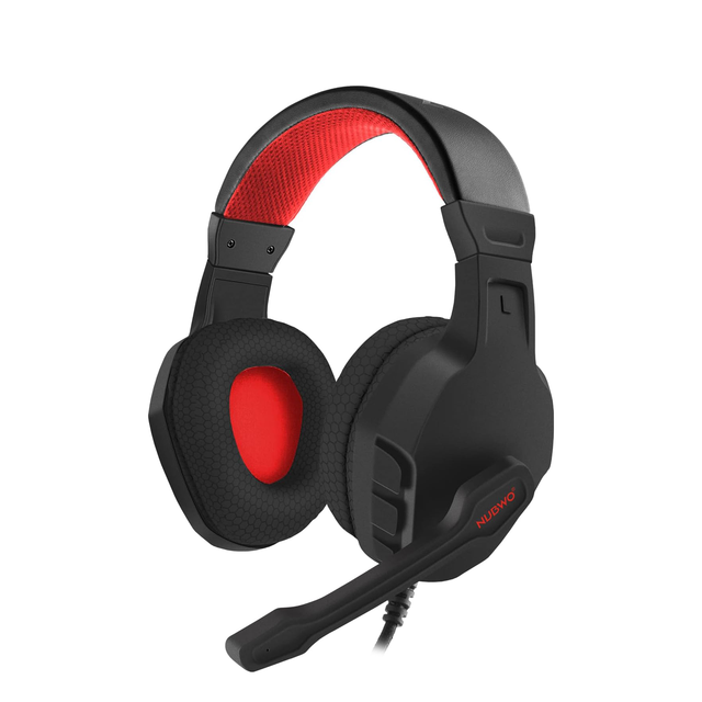 NUBWO U3 Gaming Headset with Mic, Wired Over-Ear Gaming Headphones with Mic Clear Call, Lightweight & In-Line Control-Red