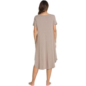 Camisón de viscosa de bambú para mujer, camisón de manga corta con cuello en V y bolsillos, camisón largo para dormir - Product Image 3