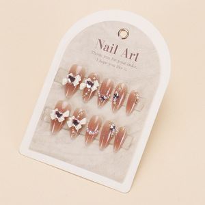 Venta caliente hecho a mano usable de gama alta corazón Bowknot Cadena de cuentas puntas terminadas 30 piezas pegatinas de uñas falsas - Product Image 6