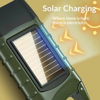 Lampe torche LED solaire à manivelle, étanche, en ABS, pour utilisation en extérieur en cas d'urgence, camping et randonnée, verte