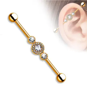 Gioielli da piercing industriali orecchini a bottone da donna abbigliamento quotidiano gioielli in argento sterling 925 placcati oro