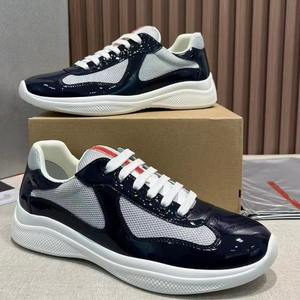 Chaussures de créateur Top American Cup 2026 pour hommes, baskets en cuir véritable, style course et marche, baskets en cuir patchwork - Product Image 1