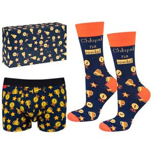 Calzoncillos bóxer de algodón antibacterianos de tiro medio transpirables negros para hombre, conjunto de ropa interior de punto y calcetines planos para hombre - Product Image 1