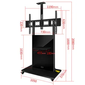 32-110 "Suporte de plancher 85 bolsas TV suporte móvel vertical com rodas de pouso tv stand para 85 polegadas tv