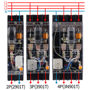 Disjoncteur différentiel à boîtier moulé DZ15LE 2P 3P 4P 380V Triphasé Boîtier Transparent Protection Contre les Surcharges, les Courts-circuits et les Fuites - Product Image 1