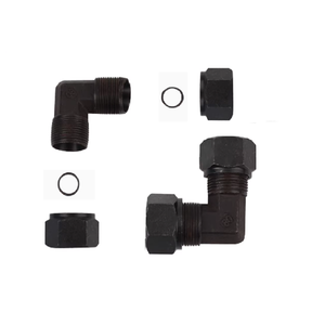 Connecteur de tuyau hydraulique coudé à 90 ° à double virole en <span class=keywords><strong>acier</strong></span> au carbone à haute pression pour tubes en aluminium de cuivre d'<span class=keywords><strong>acier</strong></span> inoxydable d'huile - Product Image 1