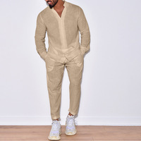 Ensemble deux pièces décontracté en coton pour hommes, style européen et américain, pantalon à manches longues, collection automne, pour le commerce international