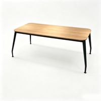 Table de salle à manger rectangulaire industrielle moderne en gros d'usine, pieds en fer, plateau en mélamine, 6 places, pour restaurant, café, cuisine