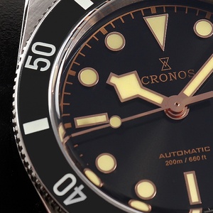 Cronos Nouvelles Montres de Luxe pour Hommes 37mm Diver BB54 Vintage Automatique Lunette en Aluminium Mat Maillons de Bracelet Femme Saphir 20 Bar L6033 M - Product Image 3