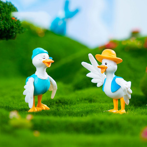 ミニチュアダックフィギュアミニ漫画のアヒルの置物DIYフェアリーガーデンモス風景テラリウム工芸品誕生日パーティー用 - Product Image 3