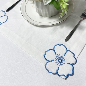 Multi Colors Personalized Custom Embroidered Patterns Monogram Flax Pure Circular <b>Table</b> Placemat <b>Cloth</b> 100% <b>Linen</b> Napkins - Product Image 4