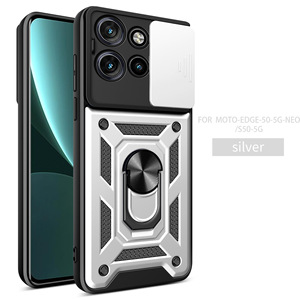 Étui de téléphone antichoc avec support magnétique et cache-caméra coulissant pour Motorola Edge 50 5G, plusieurs couleurs - Product Image 4