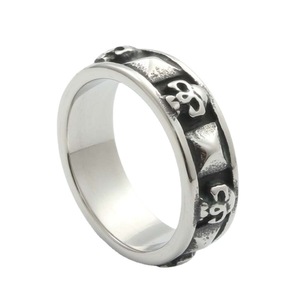 Bague Tête de Mort en Acier Titane pour Homme, Style Rétro Punk Moto, Bijou Tête de Fantôme, Couleur Argent, Cadeau 28074 - Product Image 1