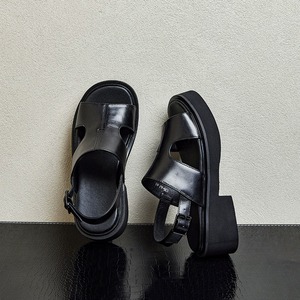 Sandalias de verano para hombre, de cuero genuino, transpirables, antiolor, con suela gruesa, de piel de vaca de primera capa, con punta abierta, para uso exterior, que aumentan la altura. - Product Image 3