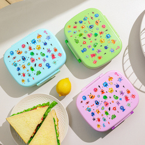 Thiết kế độc đáo thân thiện với môi biểu tượng tùy chỉnh OEM ODM trường nhựa cầm tay trẻ em ăn trưa hộp <span class=keywords><strong>Set</strong></span> với có thể tháo rời cách điện chai nước - Product Image 5