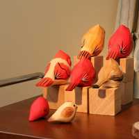 Animaux en bois sculpté décor d'oiseau sculpté Figurines d'oiseaux peints à la main petit oiseau décor à la maison