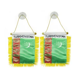 Nuoxin Wholesale Mini 10x15cm Hanging Pennant Turkmenistan Flag for Car Decoration