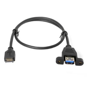 Cable de Conexión USB 3.0 Hembra Tipo-<span class=keywords><strong>E</strong></span> de 50cm para Placa Base de Ordenador con Tornillos de Montaje en Panel para Fijar el Cable de Datos - Product Image 2
