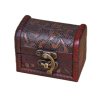 Haute qualité Mini en bois Pirate artisanat bijoux boîte de rangement Vintage Rectangle forme trésor coffre étui support