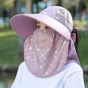 Summer Sun Hat Women Wide Brim Face Cover Breathable <b>Neck</b> Protector Outdoor Cycling Hat <b>Light</b> Blue - Product Image 3