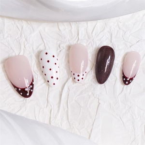 Nuevas <span class=keywords><strong>uñas</strong></span> postizas personalizadas con diseño de lunares, estilo ojo de gato francés, hechas a mano, de acrílico, cobertura completa, <span class=keywords><strong>uñas</strong></span> postizas a presión, <span class=keywords><strong>uñas</strong></span> postizas al por mayor, <span class=keywords><strong>uñas</strong></span> adhesivas para decoración de <span class=keywords><strong>uñas</strong></span>. - Product Image 4