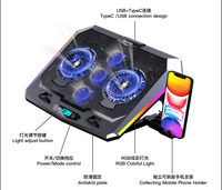 Support de refroidissement silencieux pour ordinateur portable 2025 à 5 ventilateurs, faible consommation avec bouton de réglage de la lumière, accessoire de bureau informatique en stock