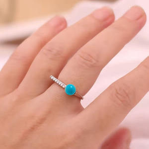 Bagues pour femmes en argent sterling classique de style 2025 avec pierre ronde en turquoise certifiée CMA pour la vente en gros - Product Image 3