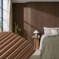 Panneau mural flexible en bois tambouré pour intérieur, revêtement en MDF à lattes courbées pour comptoir de bar et armoire incurvés