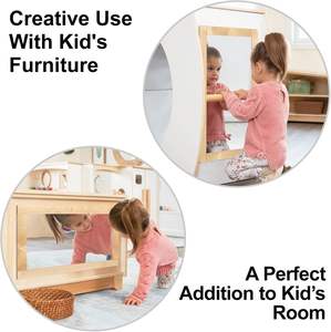 مرآة خشبية آمنة للأطفال من مونتيسوري موديل 202412 مع قضيبين للسحب، مرآة صغيرة لتنسيق حركة الرضع من عمر 6-18 شهرًا - Product Image 5