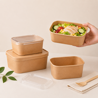 Bol carré jetable biodégradable pour pâtes, avec logo personnalisé imprimé, pour la restauration, anti-fuite, qualité alimentaire, pour salades et hamburgers