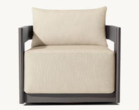 Fauteuil pivotant de salon extérieur artisanal en aluminium, résistant aux intempéries, pour usage hôtelier, écologique et imperméable