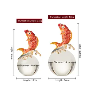 New Nordic Style Crystal Ball 3D Art Goldfish Decoration 11Cm 14Cm Crystal Glass Ball Ornaments Home Accessories Decoration