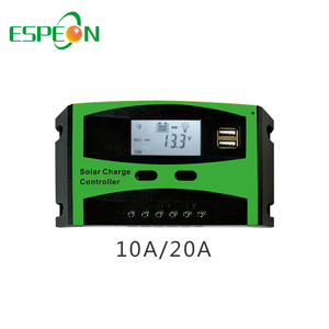 Contrôleur de charge solaire Espeon 10A/20A PWM 12V/24V avec écran LED et double port USB - Product Image 1